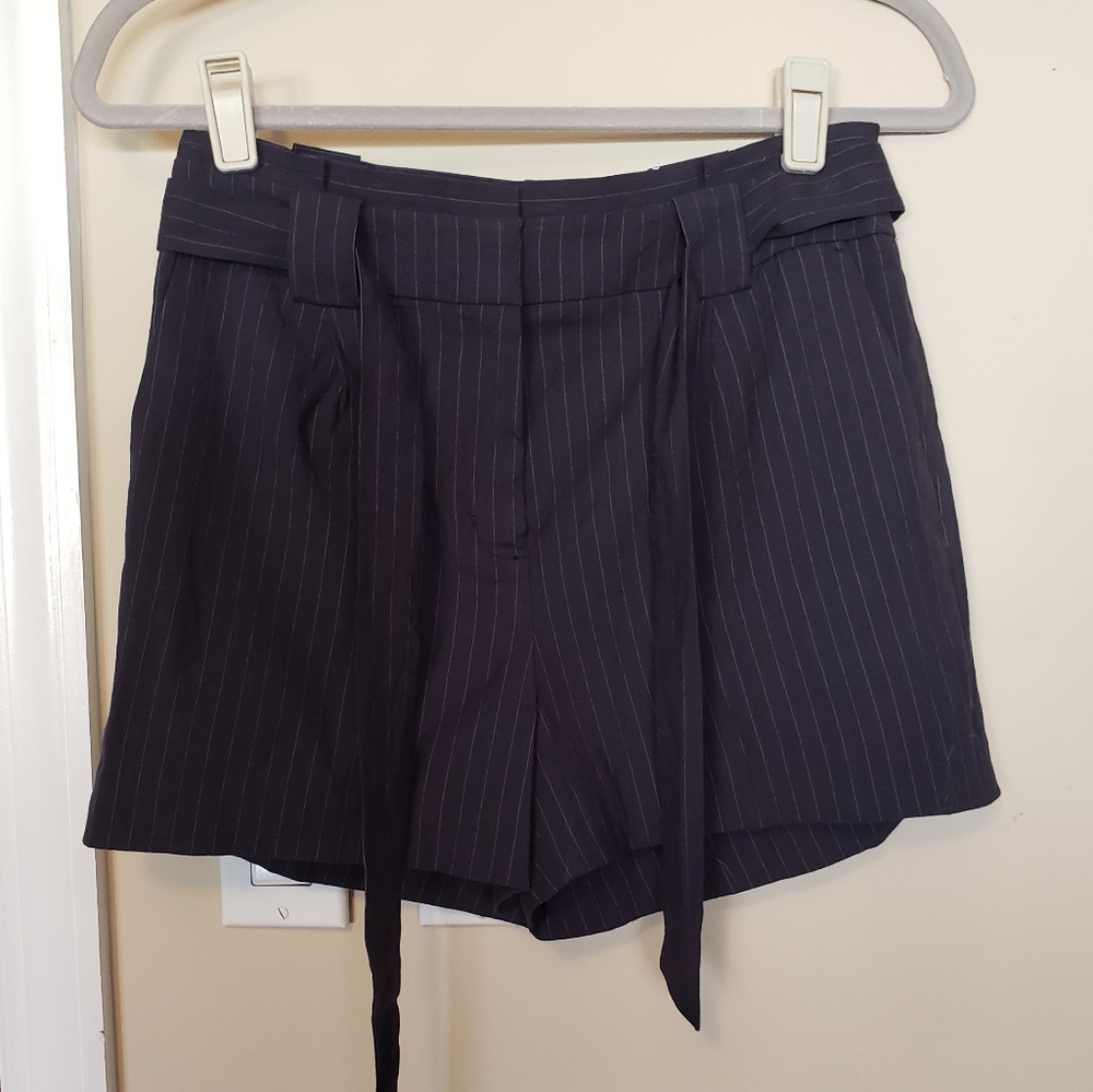 Express Navy Highrise Pin Stripe Shorts - Picture 4 of 8